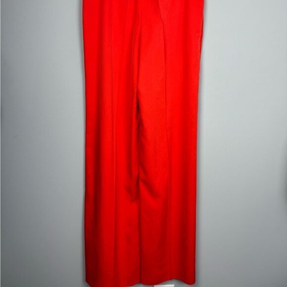 AKRIS | NEW Floretta Orange Wide Leg High Waist Silk Pants Women’s Size 8 - Picture 8 of 16